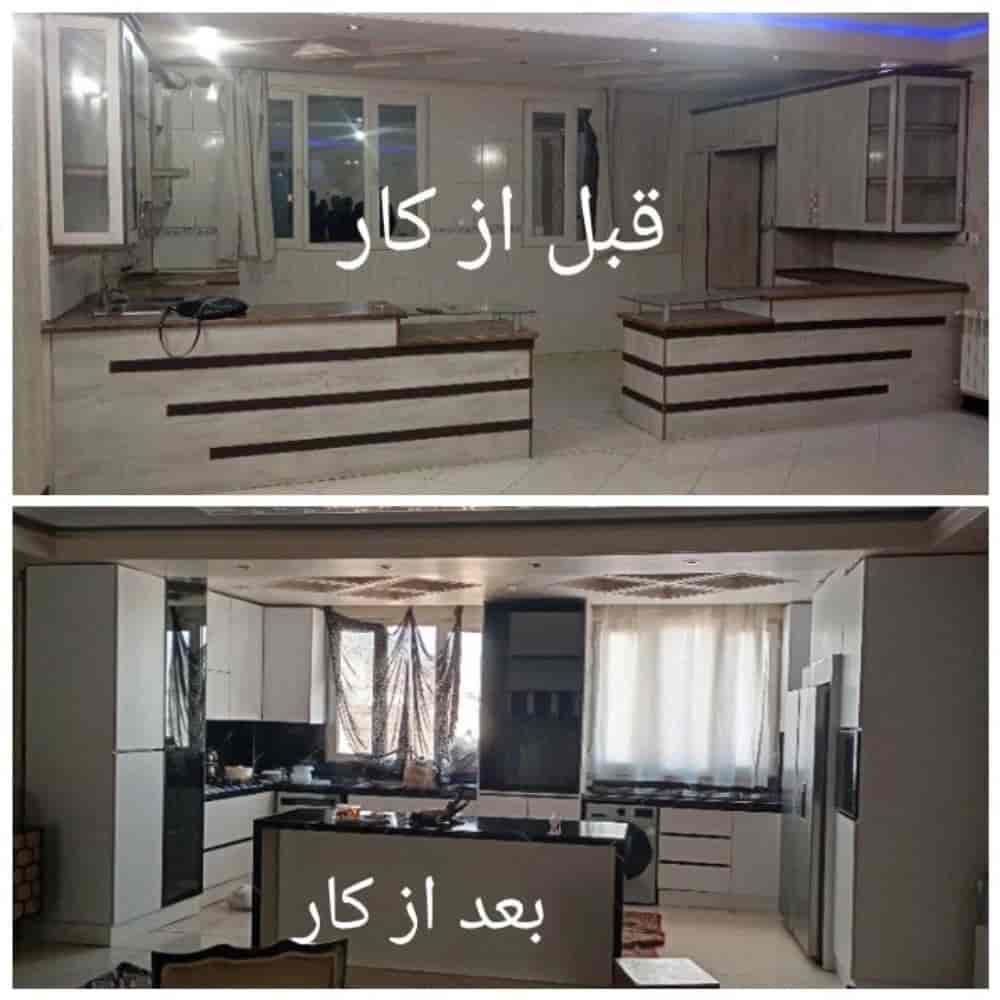 بازسازی و تبدیل کابینت قدیمی به مدرن با جزیره